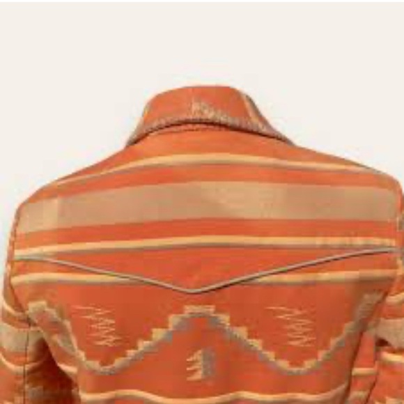 Coldwater Creek  Orange Southwestern Aztec Blazer Fitted Jacket 12 Petite EUC - Picture 4 of 15